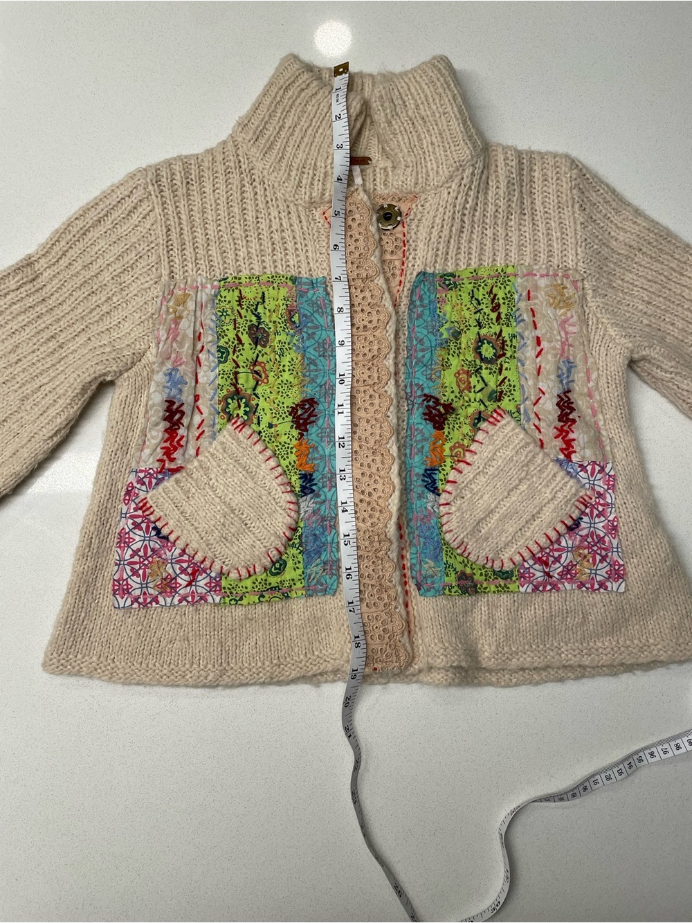 Vintage Free People Grandma Goes West Patchwork Knit Cardigan Sweater - Picture 10 of 14